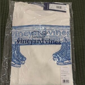 Vineyard Vines White Cap T-Shirt with Blue Skate Design
